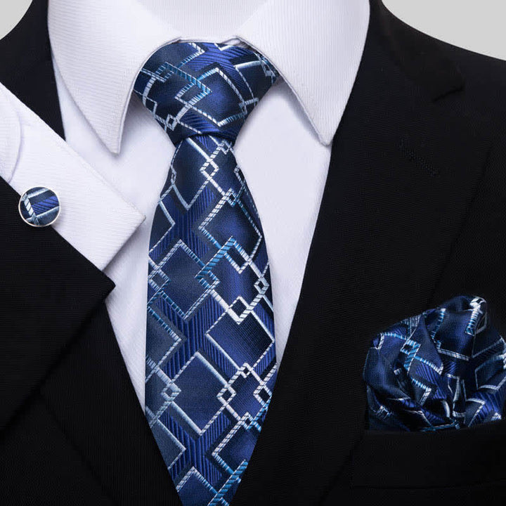 Lot de 3 cravates bleues et blanches pour homme