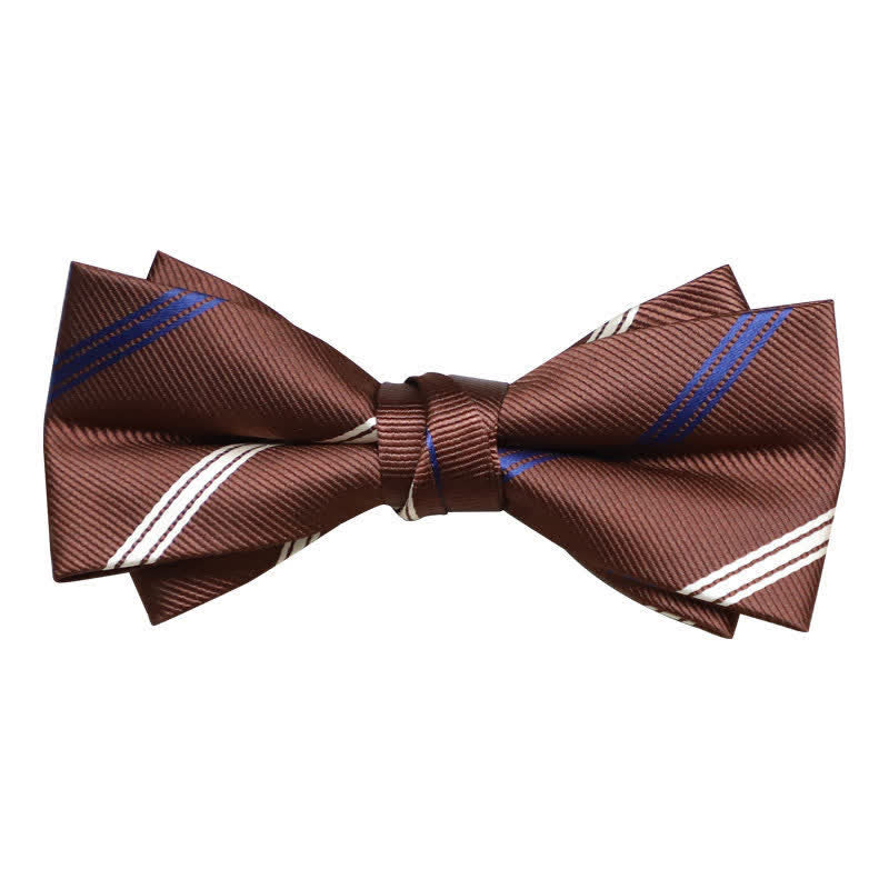 Nœud papillon polyvalent à rayures café pour homme