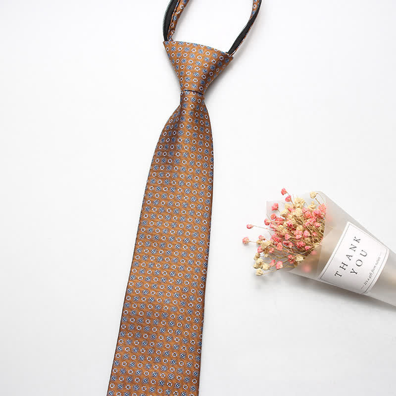 Cravate zippée rétro à motif cachemire pour homme - Fleur Kaki - image 2