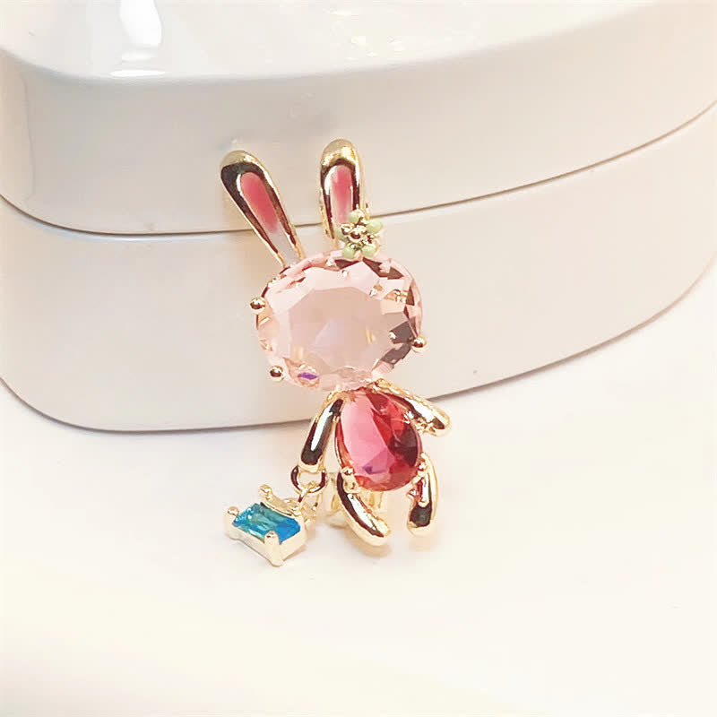 Broche pour femme en forme de petit lapin rose