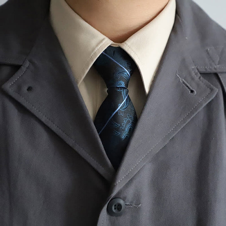 Cravate élégante à fermeture éclair pour homme, motif cachemire rayé