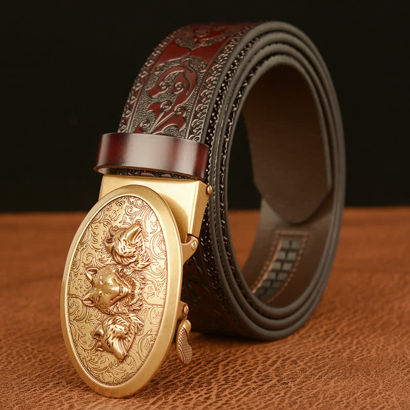 Ceinture en cuir pour homme avec motif Légende des loups affamés
