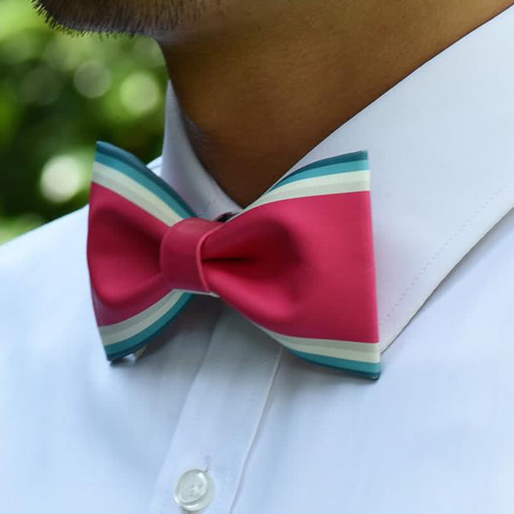 Nœud papillon à rayures roses et vertes pour homme