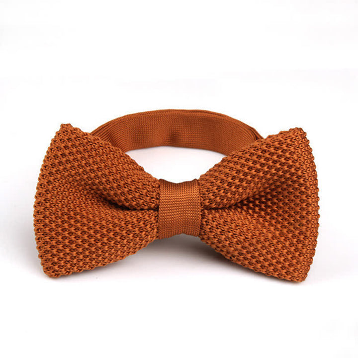 Nœud papillon tricoté double épaisseur de couleur unie pour homme