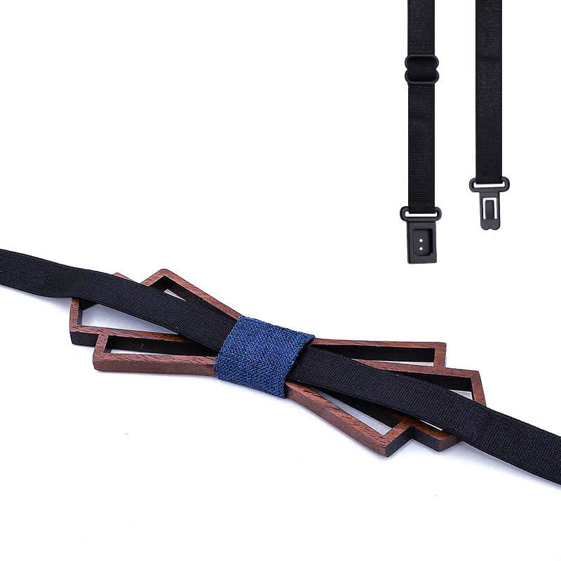 Lot de 2 noeuds papillon fantaisie creux en bois pour homme
