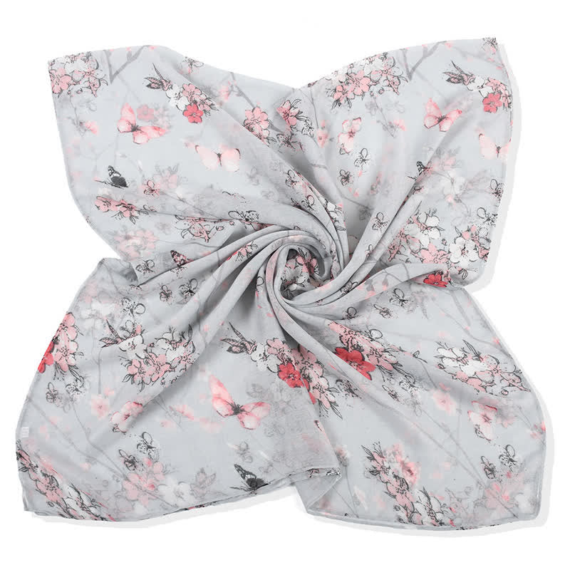 Écharpe longue enveloppante à imprimé floral vibrant et élégant pour femme