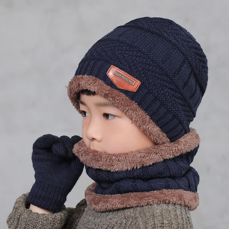 Ensemble bonnet, écharpe, gants tricotés pour adulte et enfant 3 pièces