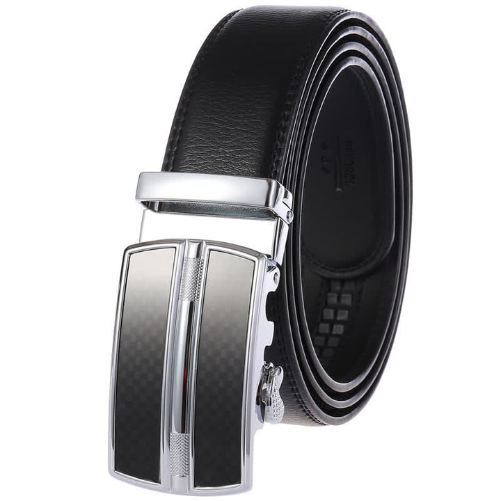 Ceinture en cuir à boucle automatique creuse simple pour homme - Noir #3 - 46 - image 8