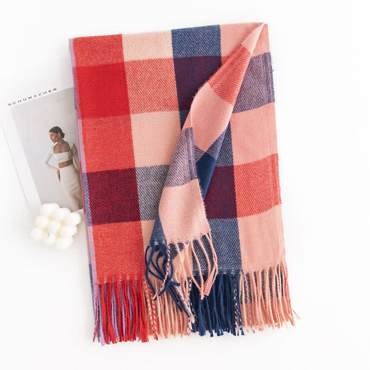 Écharpe à franges aux couleurs vives pour femme - Rouge - image 15