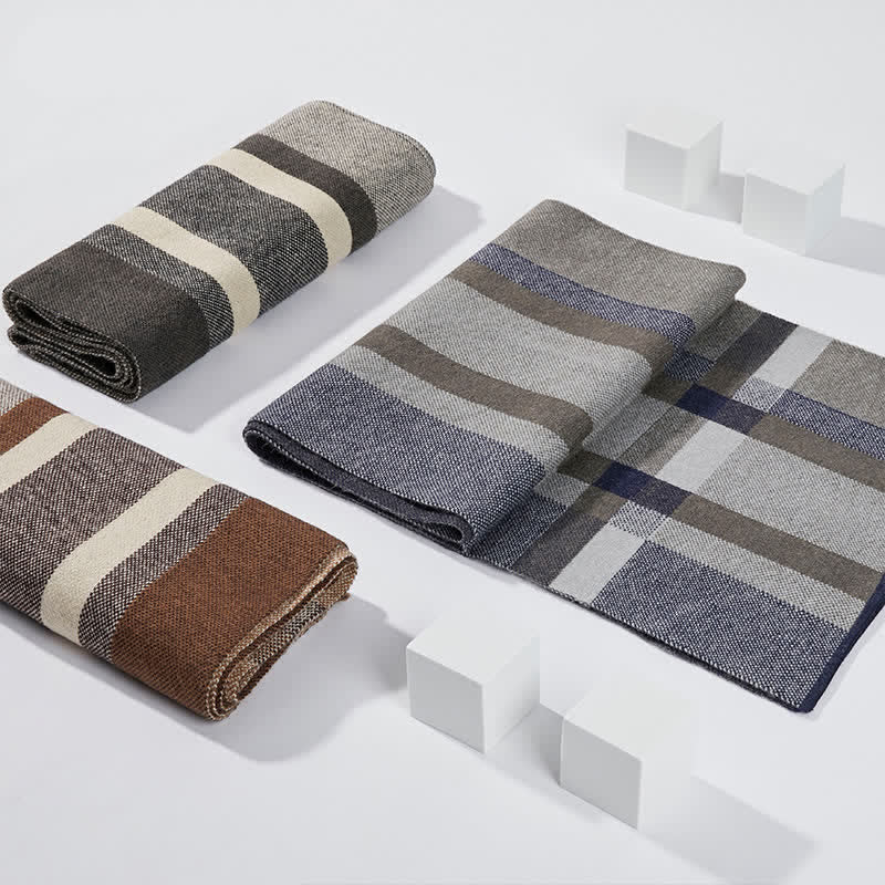 Écharpe d'hiver classique à rayures et carreaux pour homme
