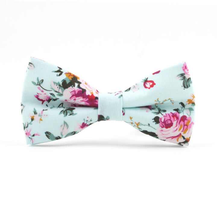 Nœud papillon à fleurs pour homme avec teinture de feuilles de roses - Cyan clair - image 4