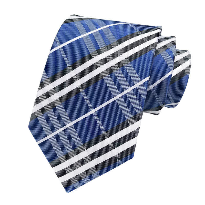 Cravate à carreaux écossais pour homme - Bleu - image 10