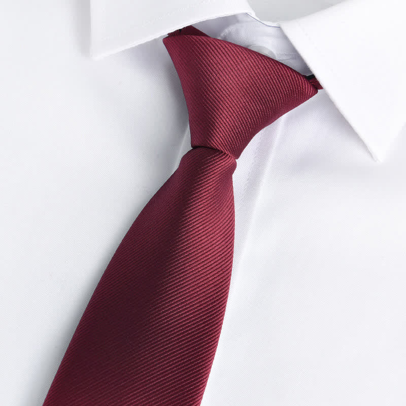 Cravate ajustable à fermeture éclair de couleur unie pour homme