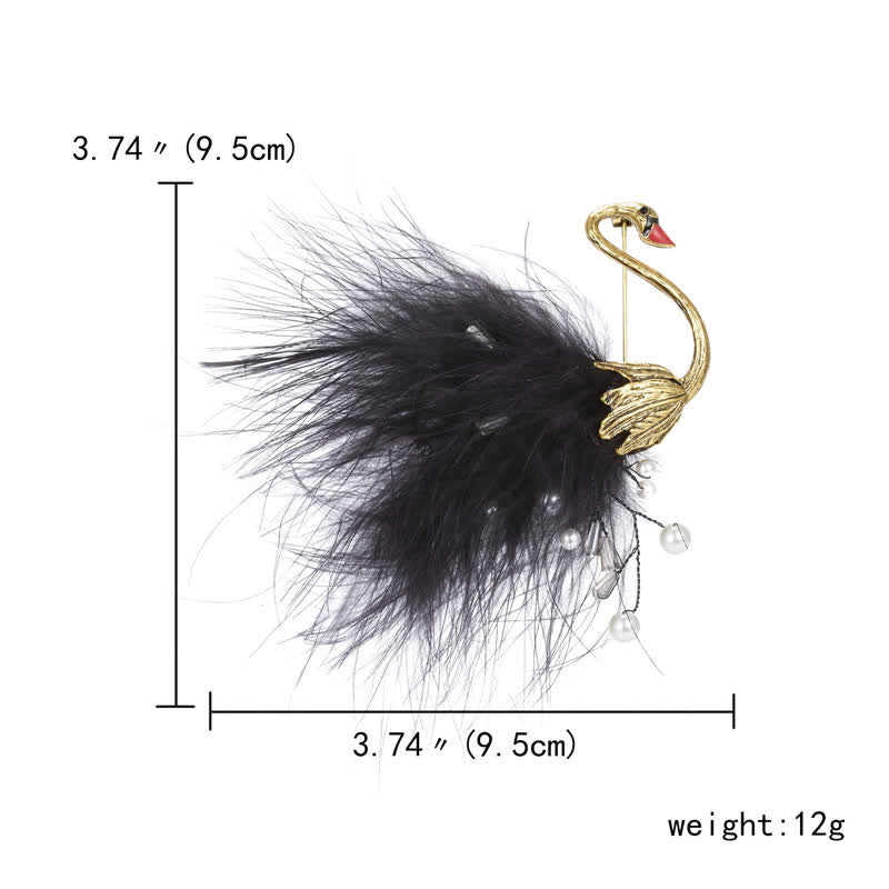 Broche en peluche en forme de cygne noir/blanc pour femme