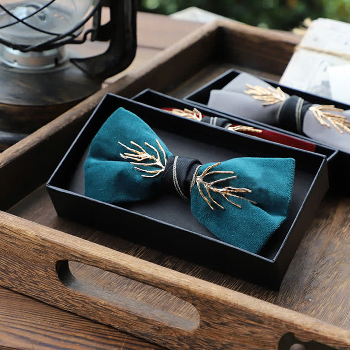 Nœud papillon en velours doré aristocratique pour homme