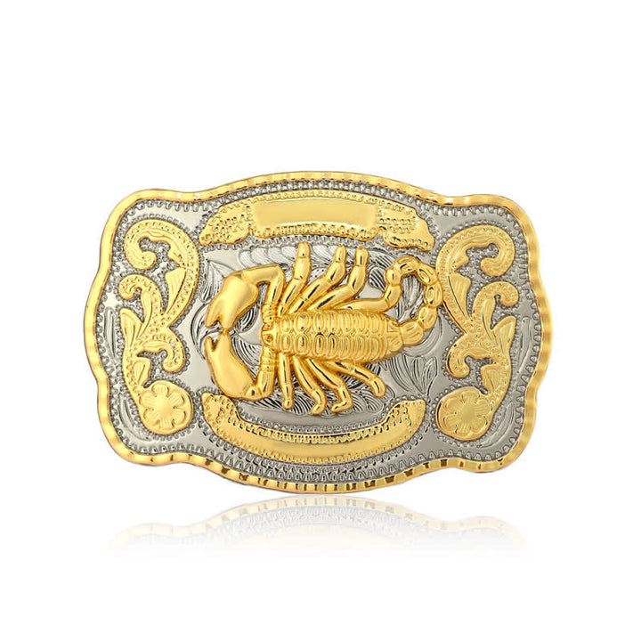 Ceinture en cuir à boucle scorpion doré pour homme