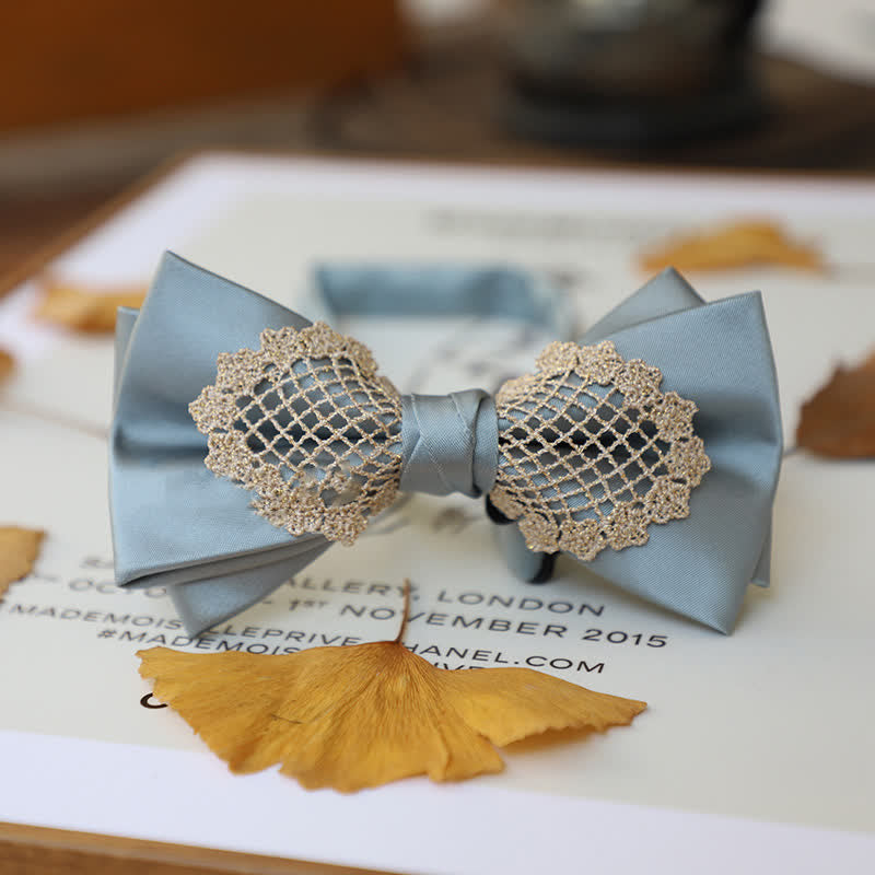 Nœud papillon élégant en dentelle fleurie pour homme