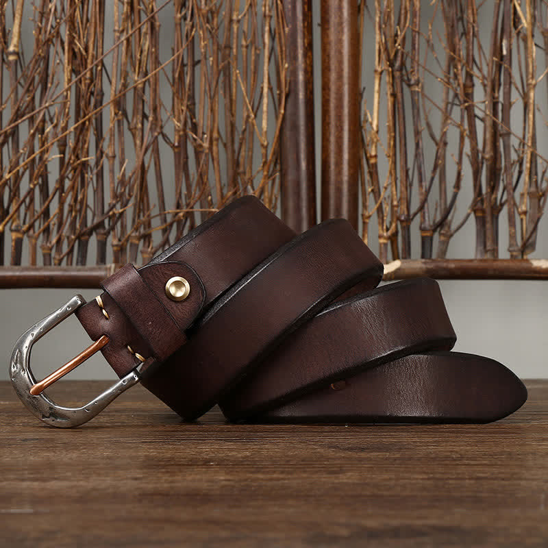 Ceinture en cuir à boucle sculptée vintage classique pour homme