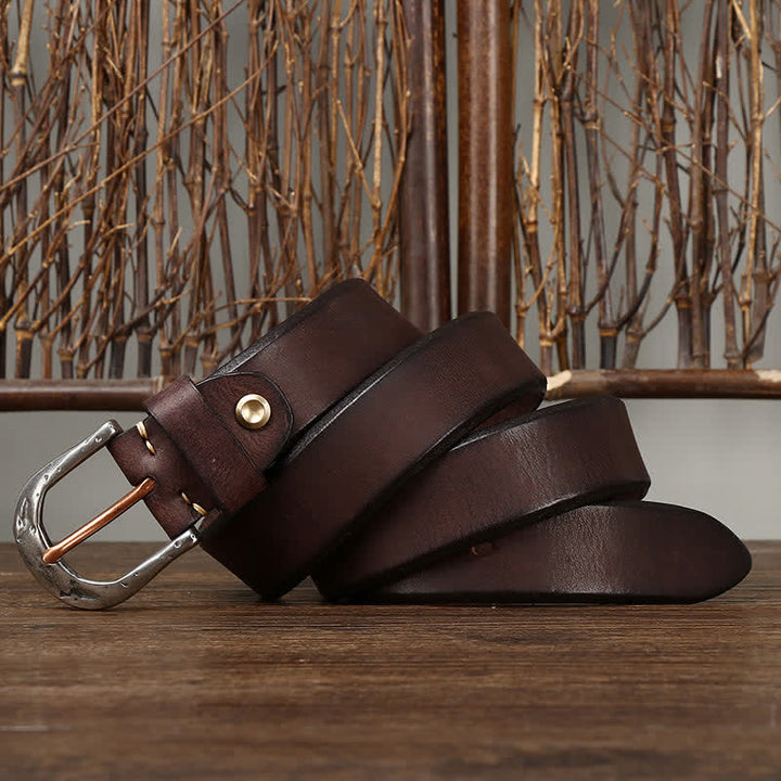Ceinture en cuir à boucle sculptée vintage classique pour homme