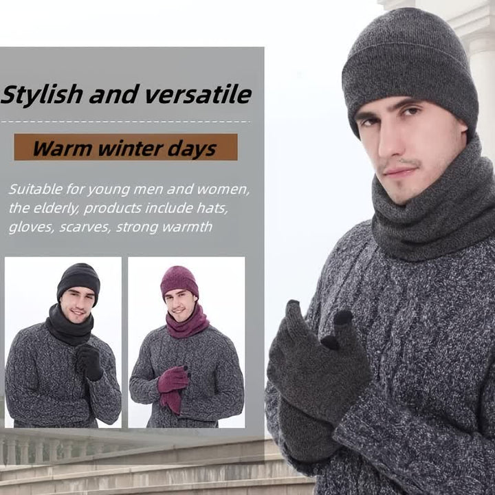 Ensemble de 3 bonnets chauds, écharpes, gants pour écran tactile