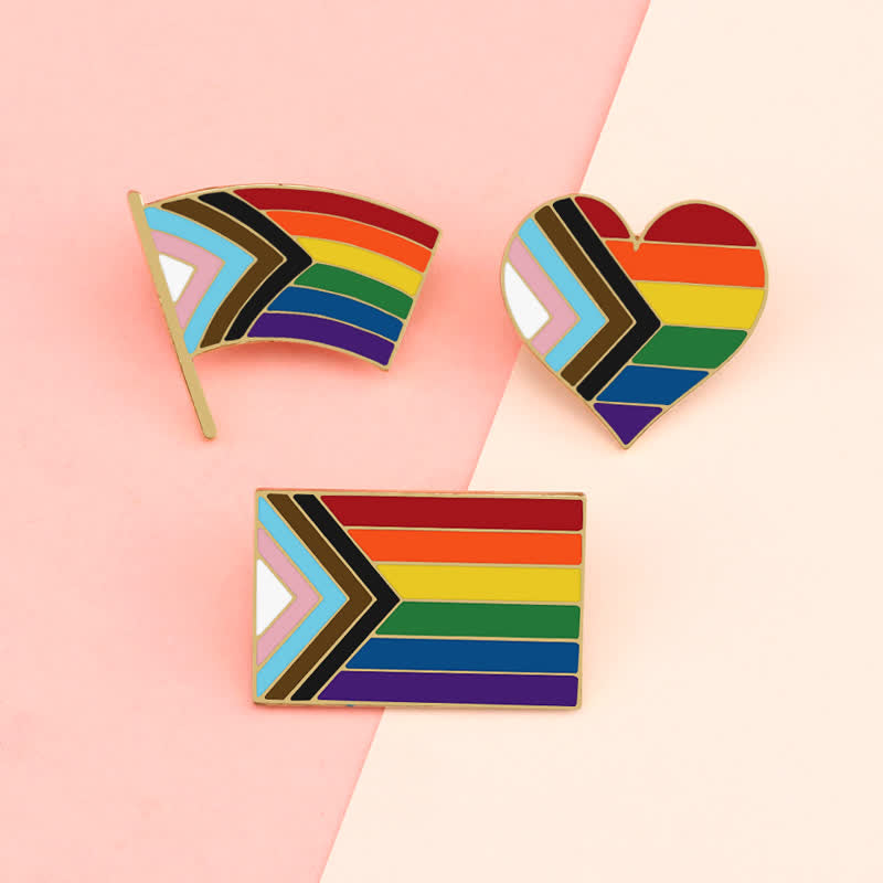 Lot de 3 broches avec drapeau arc-en-ciel « Montrez votre fierté »
