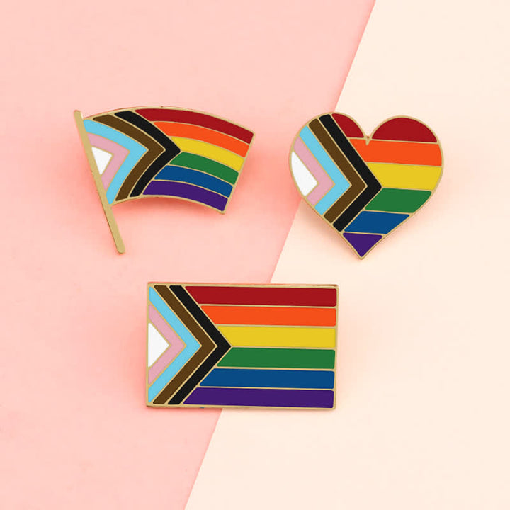 Lot de 3 broches avec drapeau arc-en-ciel « Montrez votre fierté »