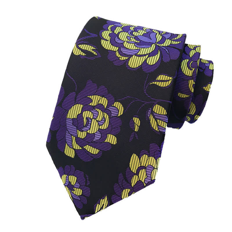 Ensemble de 3 cravates à motif de pivoines pour homme