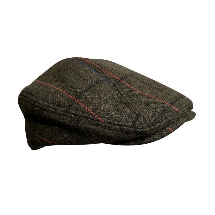 Casquette béret vintage à rayures bleu olive et orange
