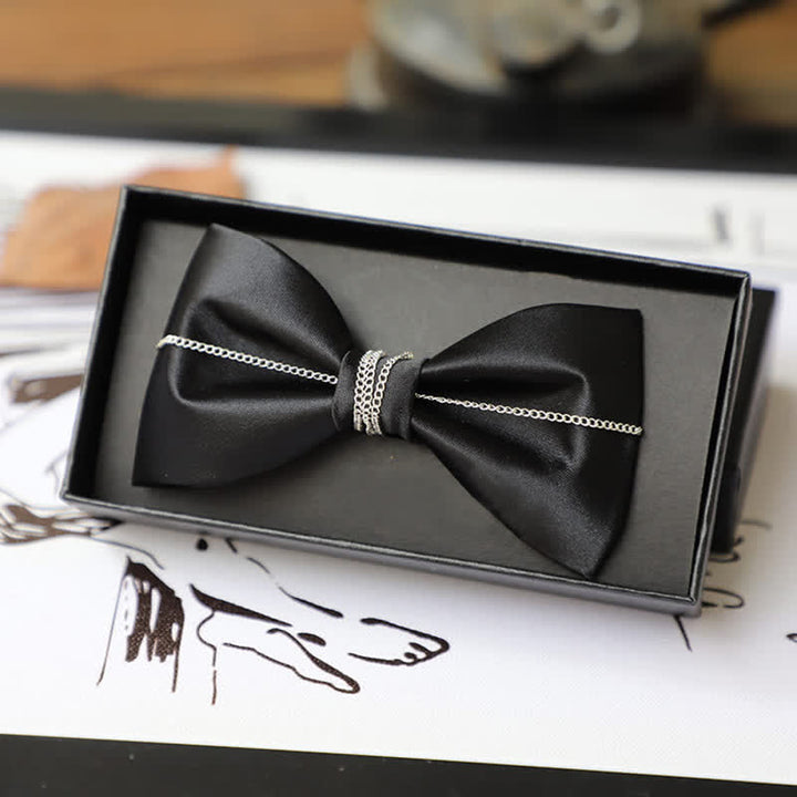 Nœud papillon uni à chaîne Bling pour homme