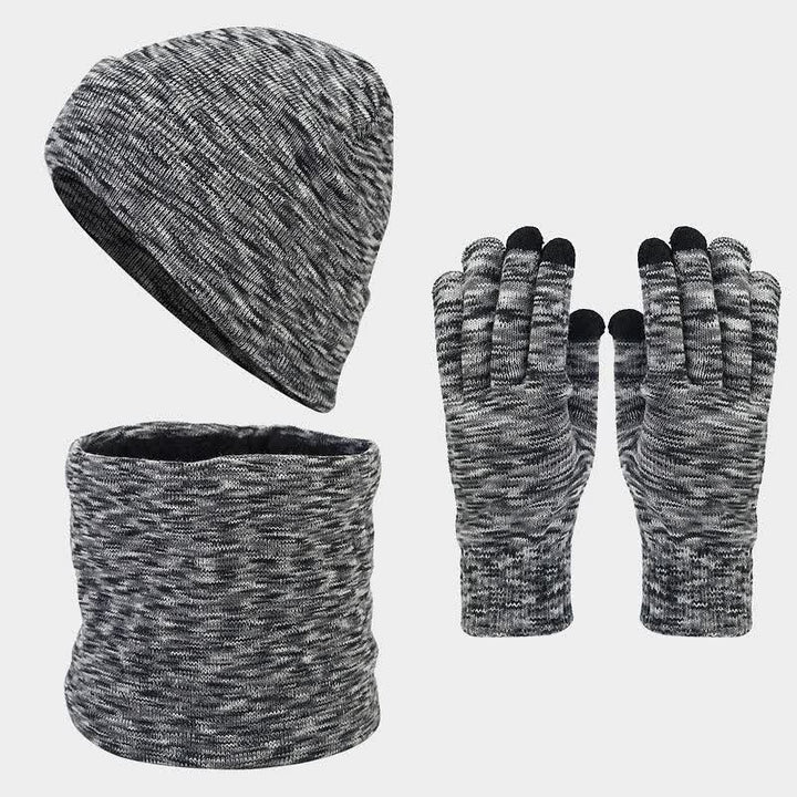 Ensemble de 3 gants, écharpe et bonnet multicolores unisexes
