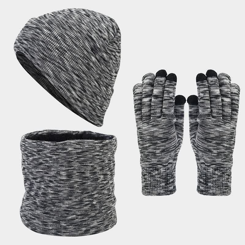Ensemble de 3 gants, écharpe et bonnet multicolores unisexes - Gris - Réglable (environ 21 5/8"-23 5/8") - image 8