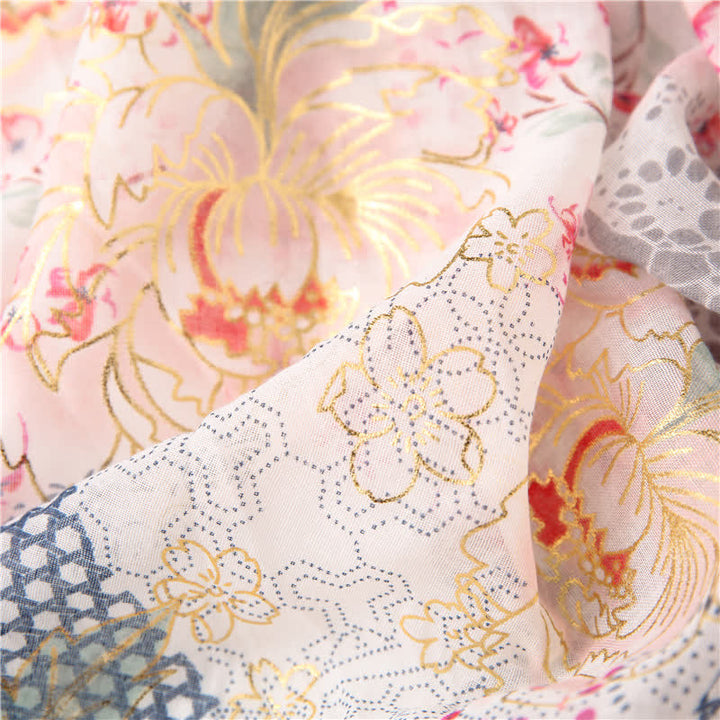Écharpe en voile fin et dentelle florale pour femme