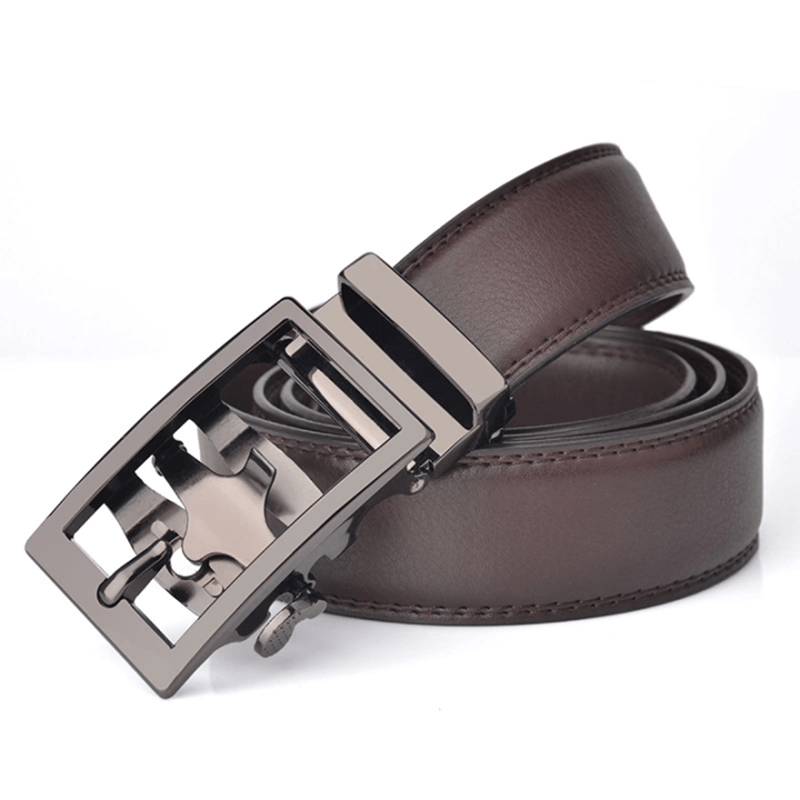 Ceinture en cuir à boucle automatique creuse sophistiquée pour homme