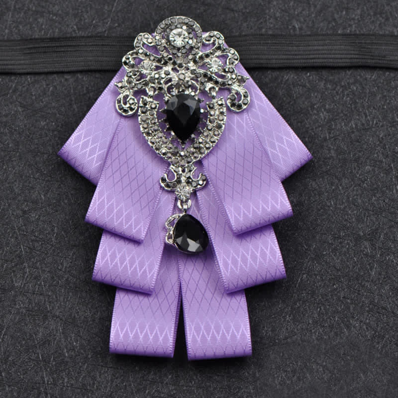 Ensemble de 3 nœuds papillon à carreaux noirs et strass