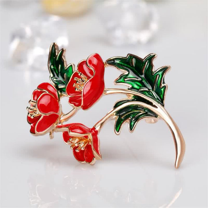 Broche unisexe en forme de bouquet de coquelicots