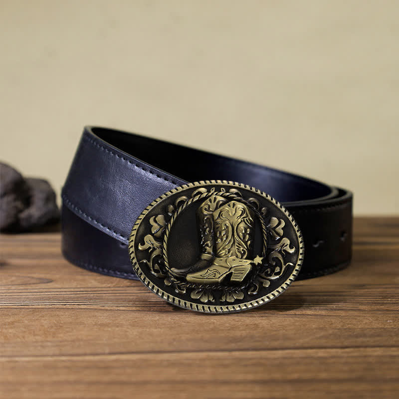 Ceinture en cuir à boucle pour bottes de cowboy DIY pour hommes