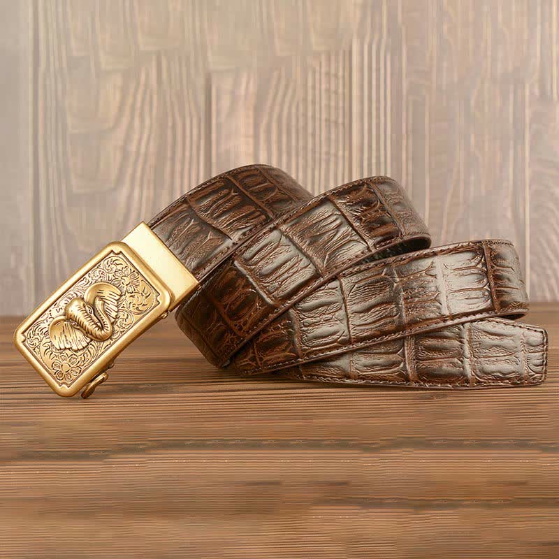 Ceinture en cuir à motif alligator éléphant punk pour homme