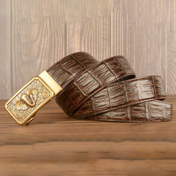 Ceinture en cuir à motif alligator éléphant punk pour homme