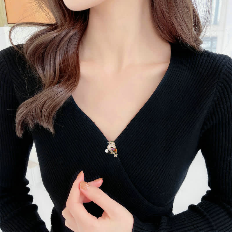 Broche en zircon pour femme en forme de branche de tarte