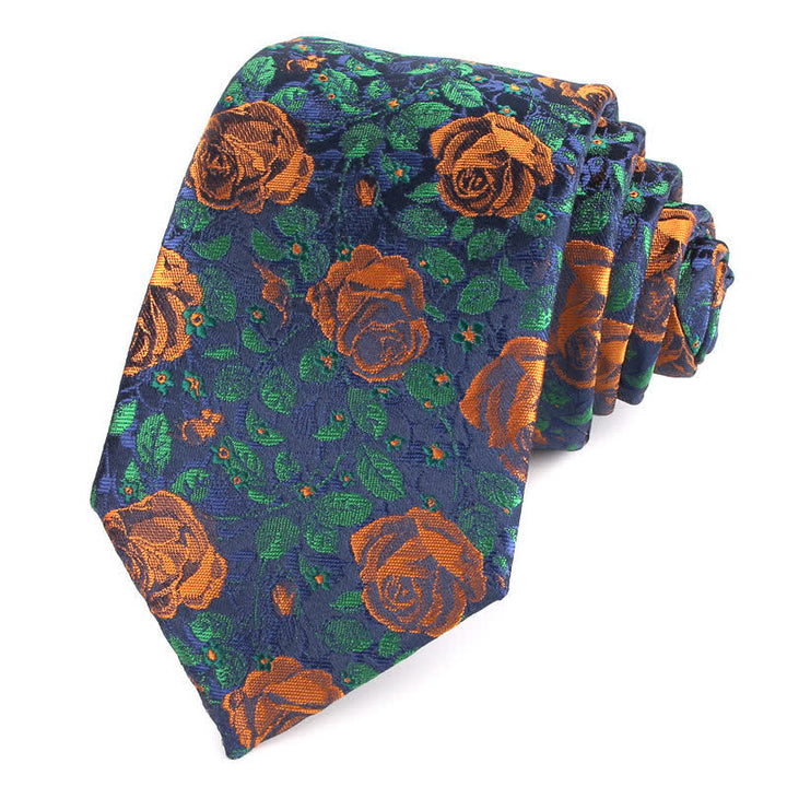 Cravate élégante à feuilles de roses pour hommes