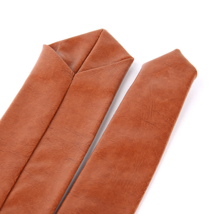 Cravate étroite décontractée en cuir PU pour homme