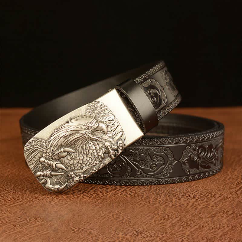 Ceinture en cuir véritable avec boucle aigle pour homme
