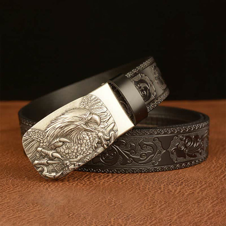 Ceinture en cuir véritable avec boucle aigle pour homme