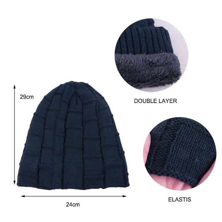 Bonnet tricoté chaud doublé de fourrure