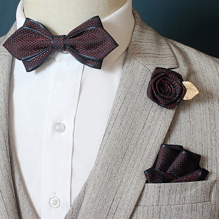 Ensemble de 3 nœuds papillons à micro-carreaux pour homme