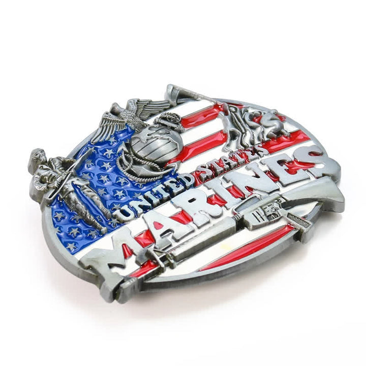 Ceinture en cuir à boucle militaire pour homme des Marines américains