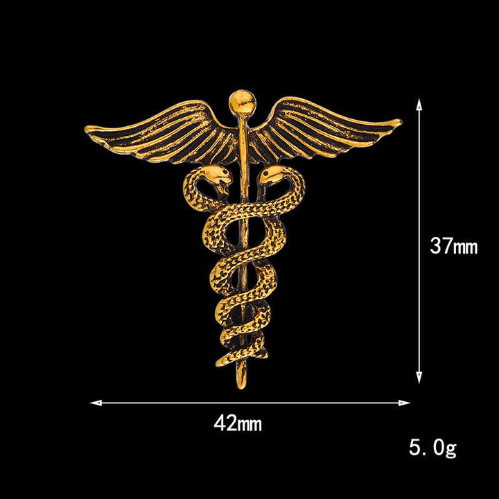 Broche Caducée Double Serpents pour Homme
