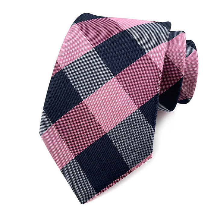Costume de smoking slim pour homme avec cravate à carreaux - Rose - image 15