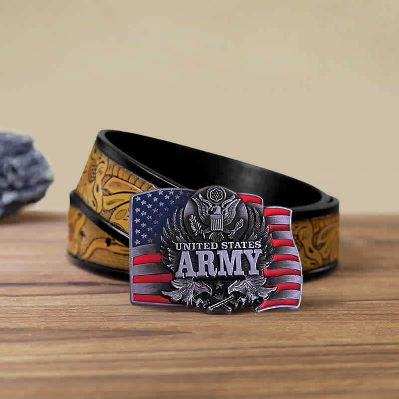Ceinture en cuir à boucle de l'armée américaine pour homme