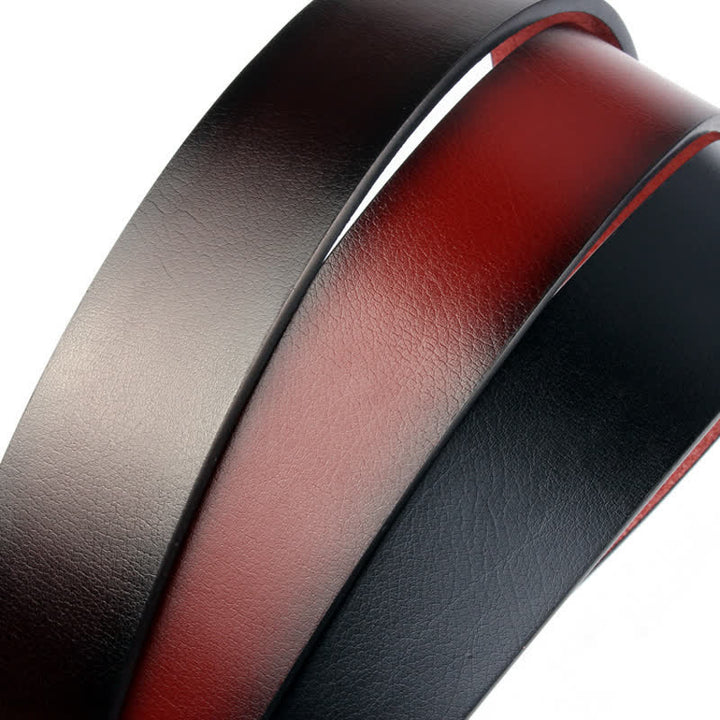 Ceinture en cuir à boucle noire rétro pour homme